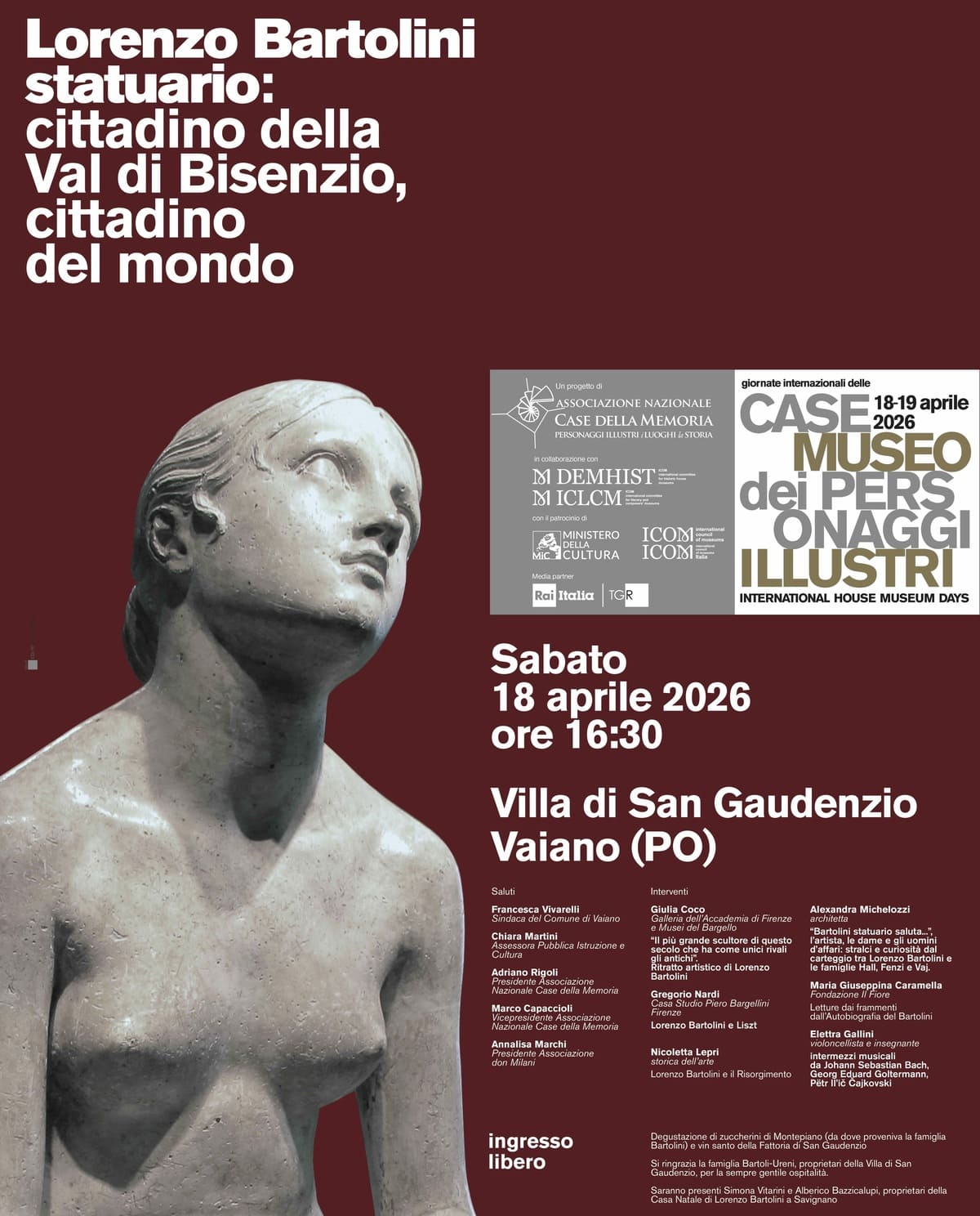 Lorenzo Bartolini statuario: cittadino della Val di Bisenzio, cittadino del mondo